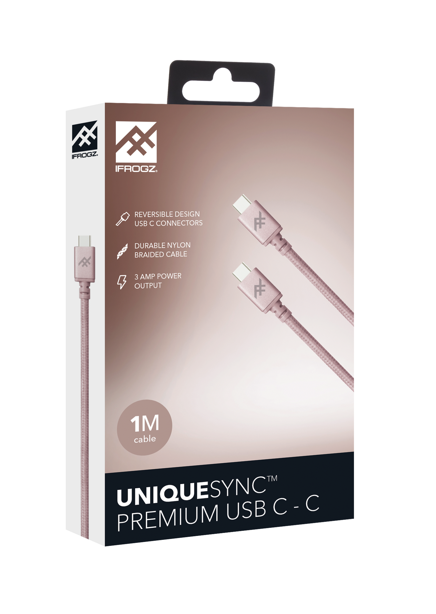 ZAGG iFrogz Unique Sync Premium USB-C 3.1 to USB-C 3.1 Nylon Braided Cable, 1M R