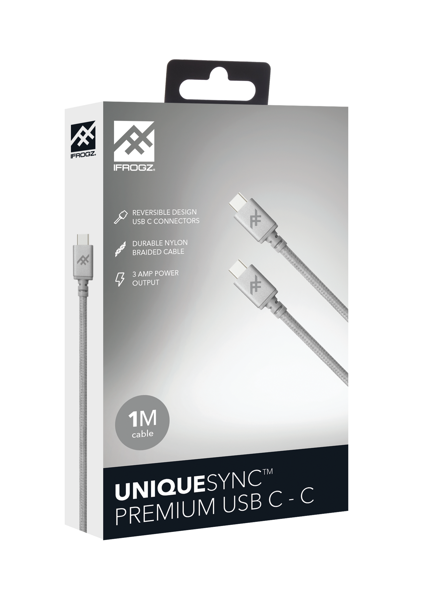 ZAGG iFrogz Unique Sync Premium USB-C 3.1 to USB-C 3.1 Nylon Braided Cable, 1M S