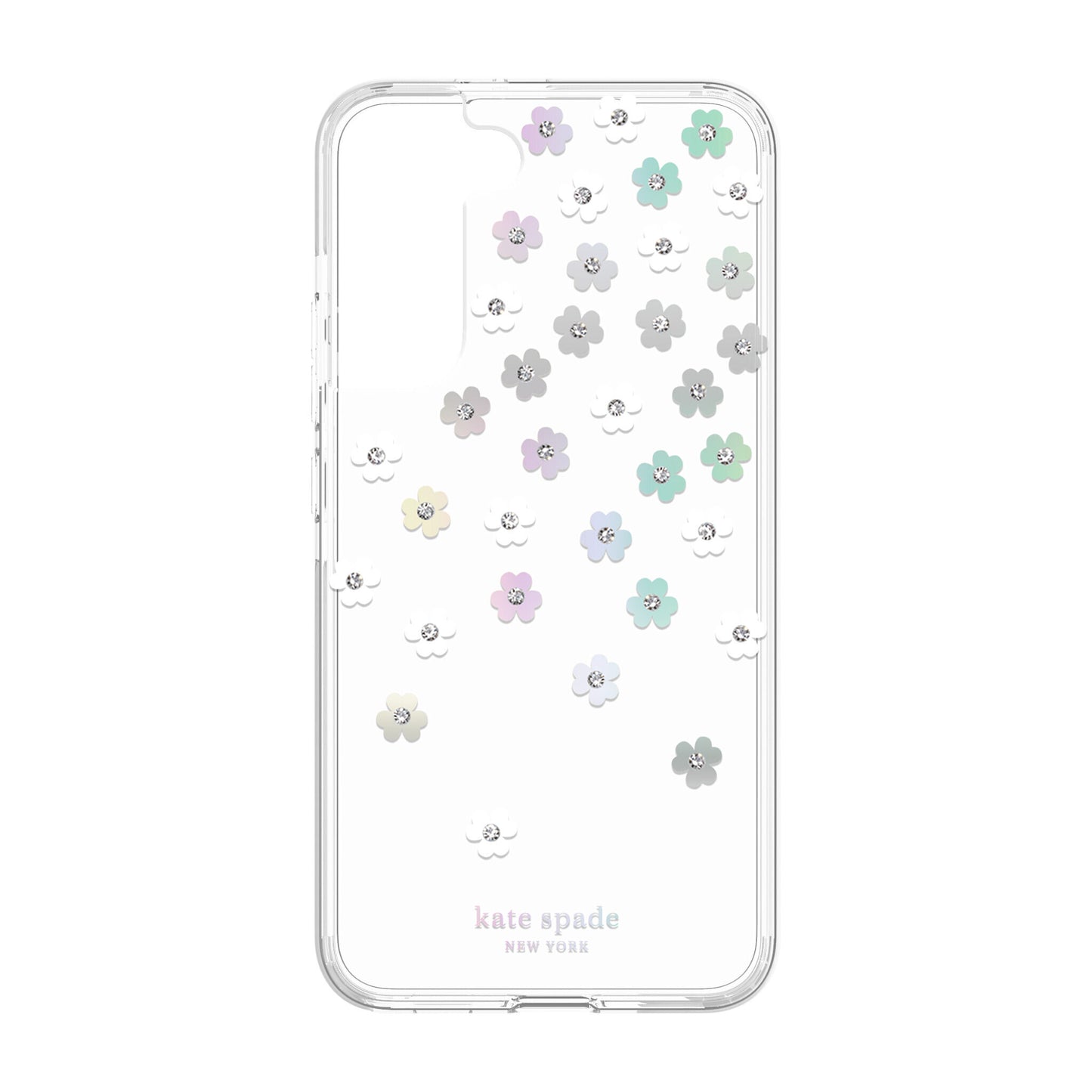 KSNY Samsung Galaxy S22 5G Defensive Hardshell, Scattered Flowers/Iridescent/Cle