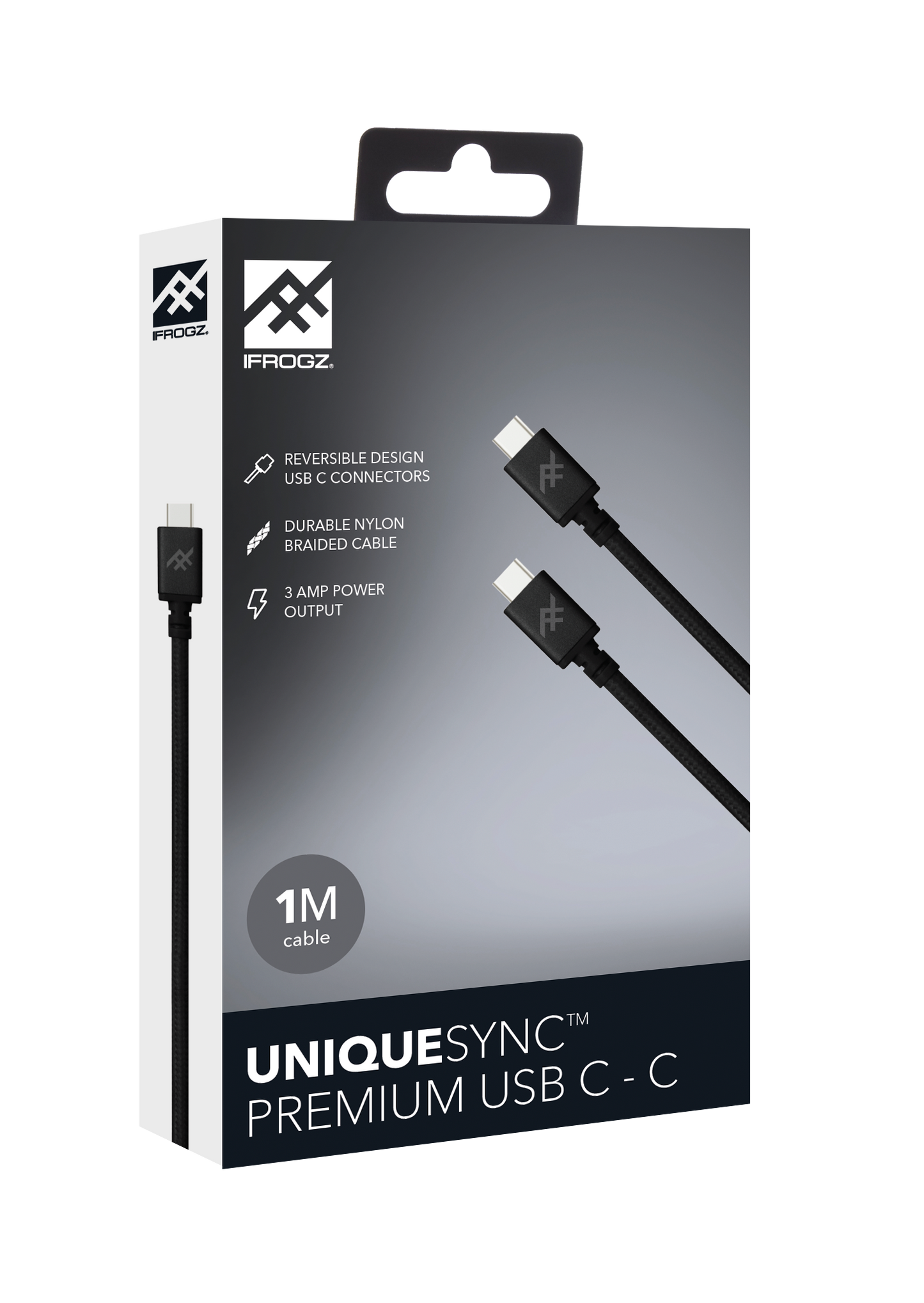 ZAGG iFrogz Unique Sync Premium USB-C 3.1 to USB-C 3.1 Nylon Braided Cable, 1M B