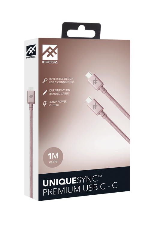 ZAGG iFrogz Unique Sync Premium USB-C 3.1 to USB-C 3.1 Nylon Braided Cable, 1M R