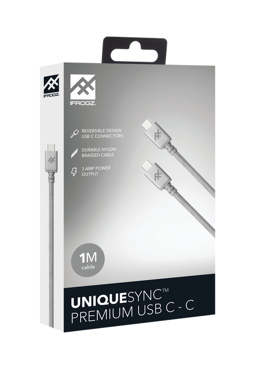 ZAGG iFrogz Unique Sync Premium USB-C 3.1 to USB-C 3.1 Nylon Braided Cable, 1M S