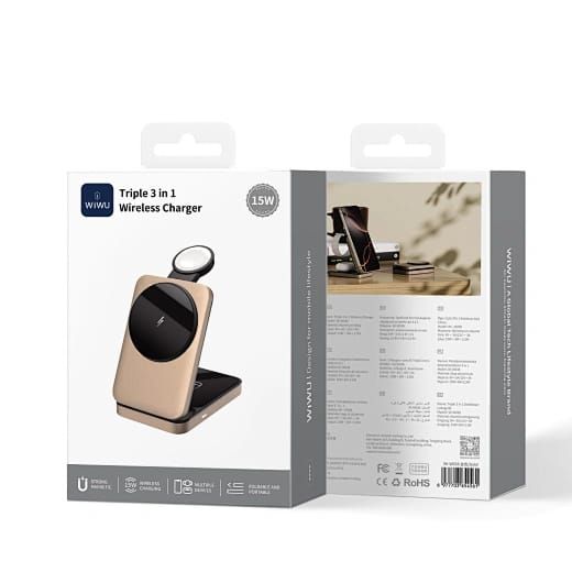WiWU W038 Triple 3in1 Wireless Charger, Gold