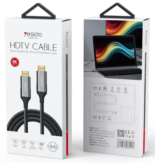 Yesido HM11 HDTV 8K Cable, 1.8M Black