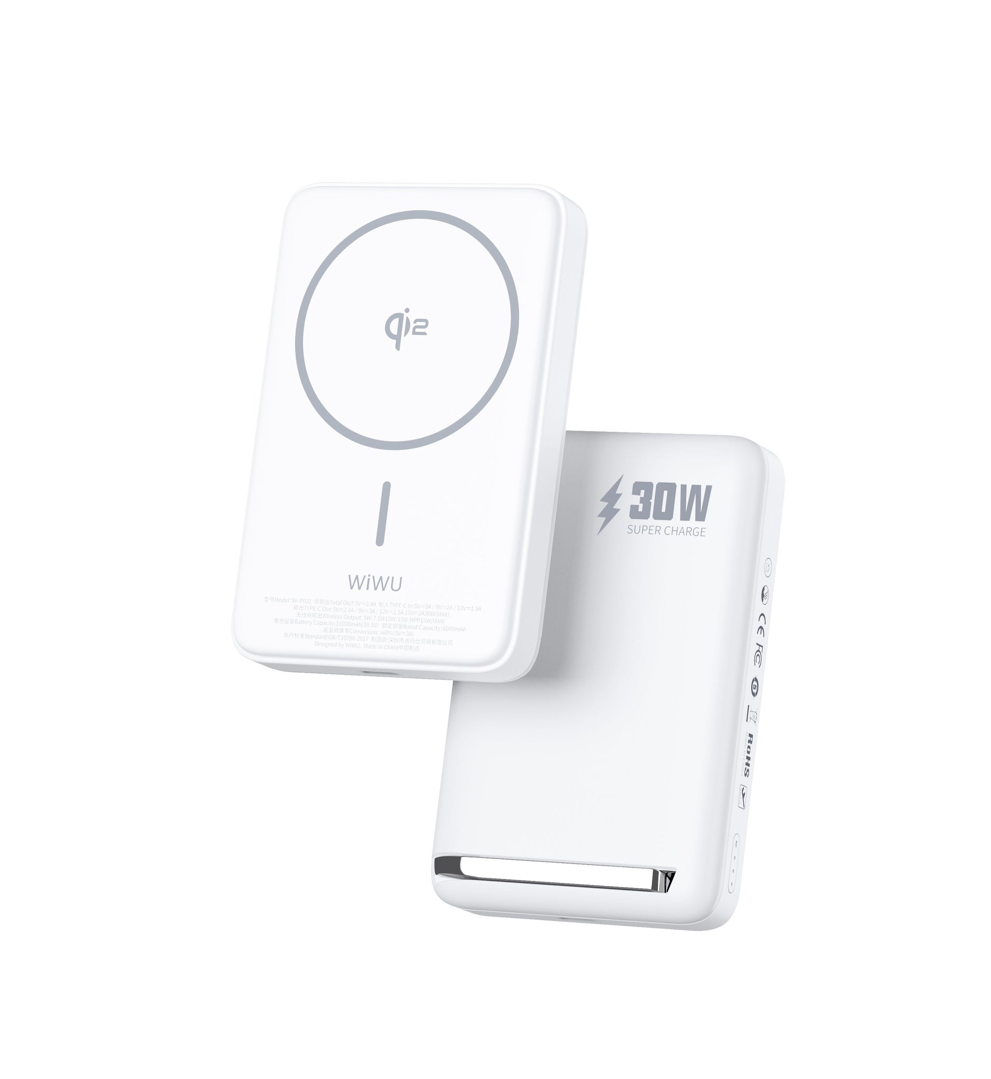 WiWU P031 Magnetic Power Bank 10000mAh, White